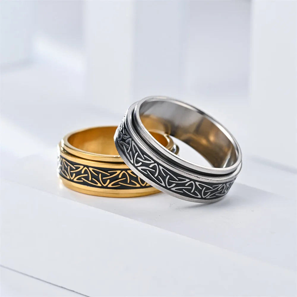 STAINLESS STEEL VIKING SPINNER RING