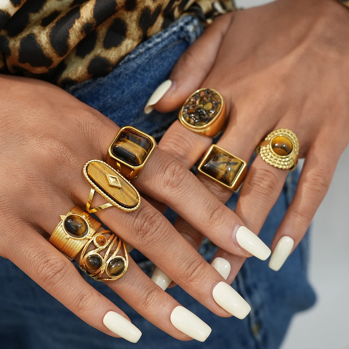 STONE STAINLESS STEEL RING