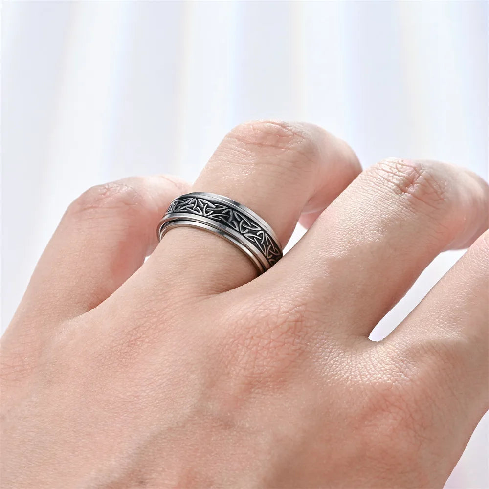 STAINLESS STEEL VIKING SPINNER RING