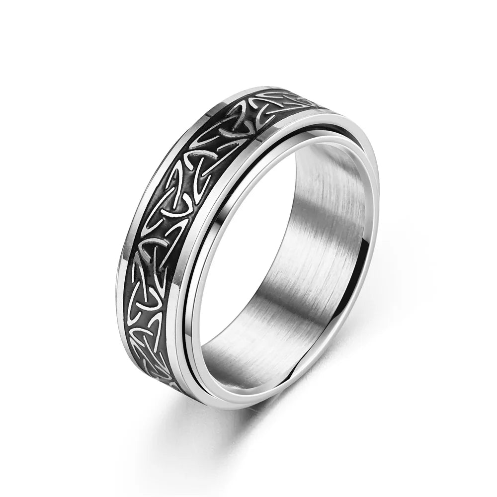 STAINLESS STEEL VIKING SPINNER RING