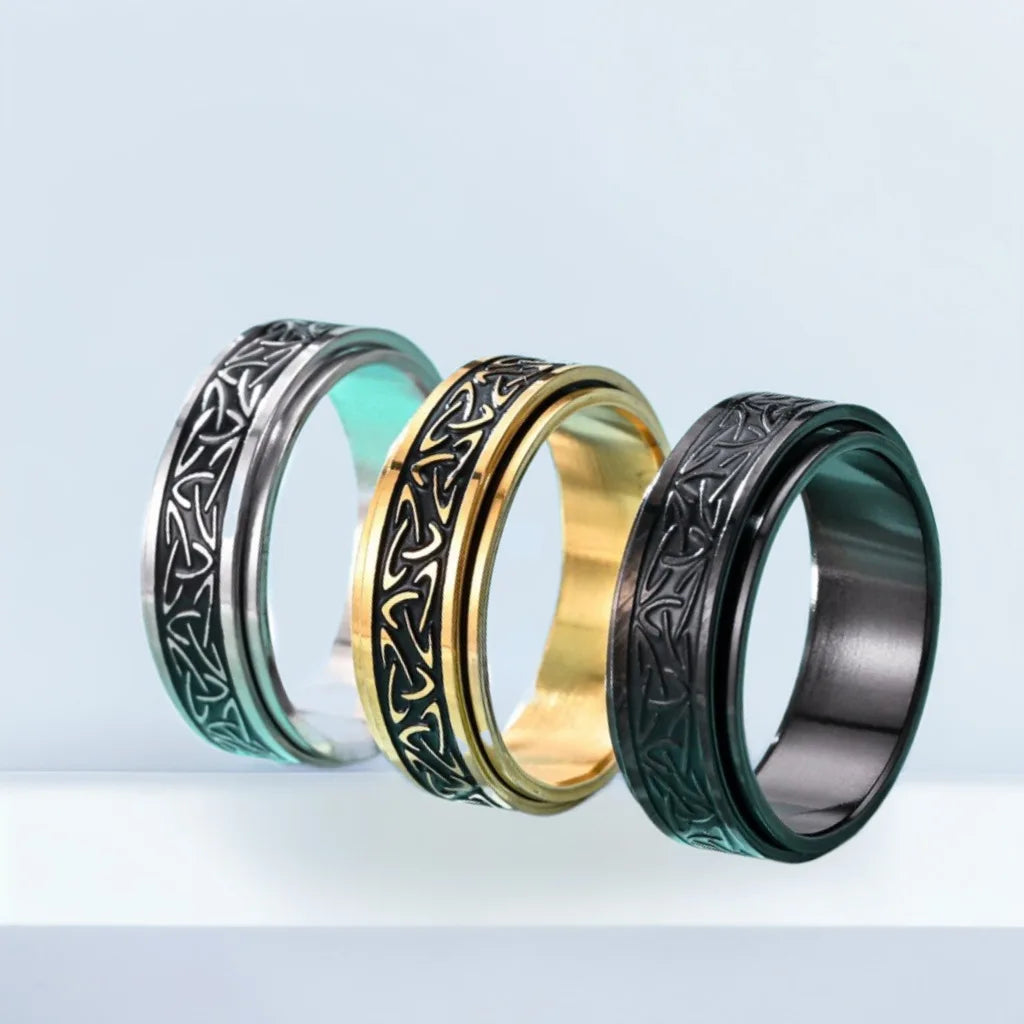 STAINLESS STEEL VIKING SPINNER RING