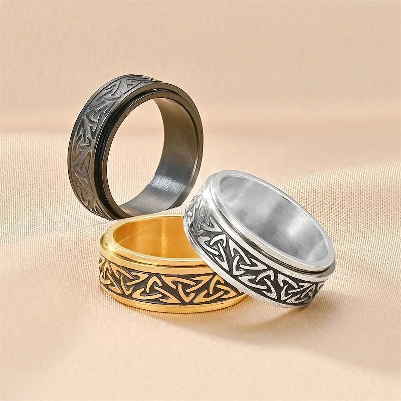 STAINLESS STEEL VIKING SPINNER RING